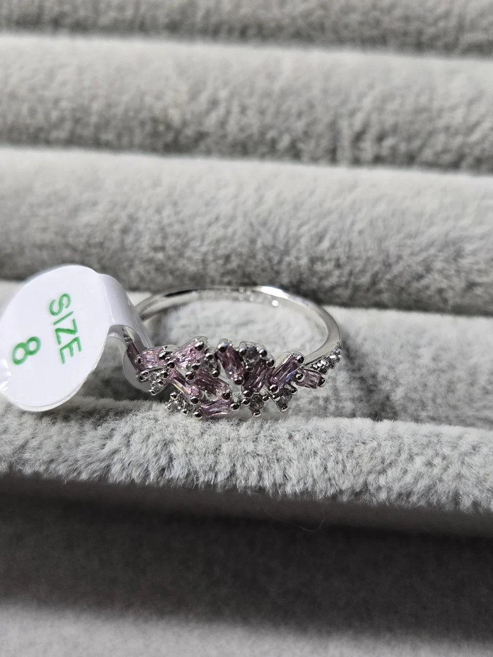 Size 8 Bomb Party RBP5951 “Scattered Jewels” Rose Quartz C, Rhodium